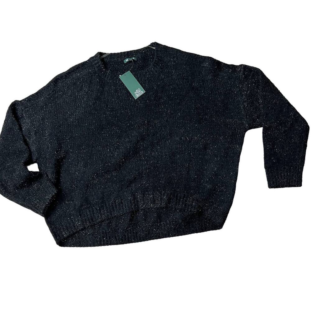 Wild Fable Women's Black Long Sleeve Crewneck Tinsel Sweater - Medium - NWT